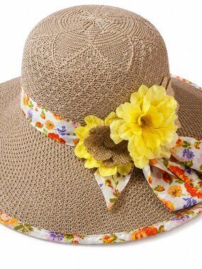 Handmade Floral Straw Sun Hat Cottagecore Garden Tea Party Summer Beach Hat